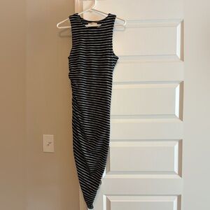 Chic Asymmetrical Striped Dress